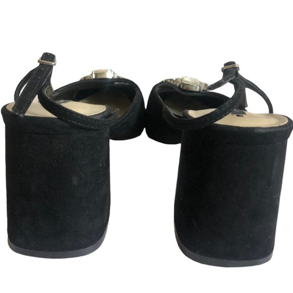 ZARA BLACK STONE SLINGBACK PUMPS SIZE 38 - Picture 4 of 6